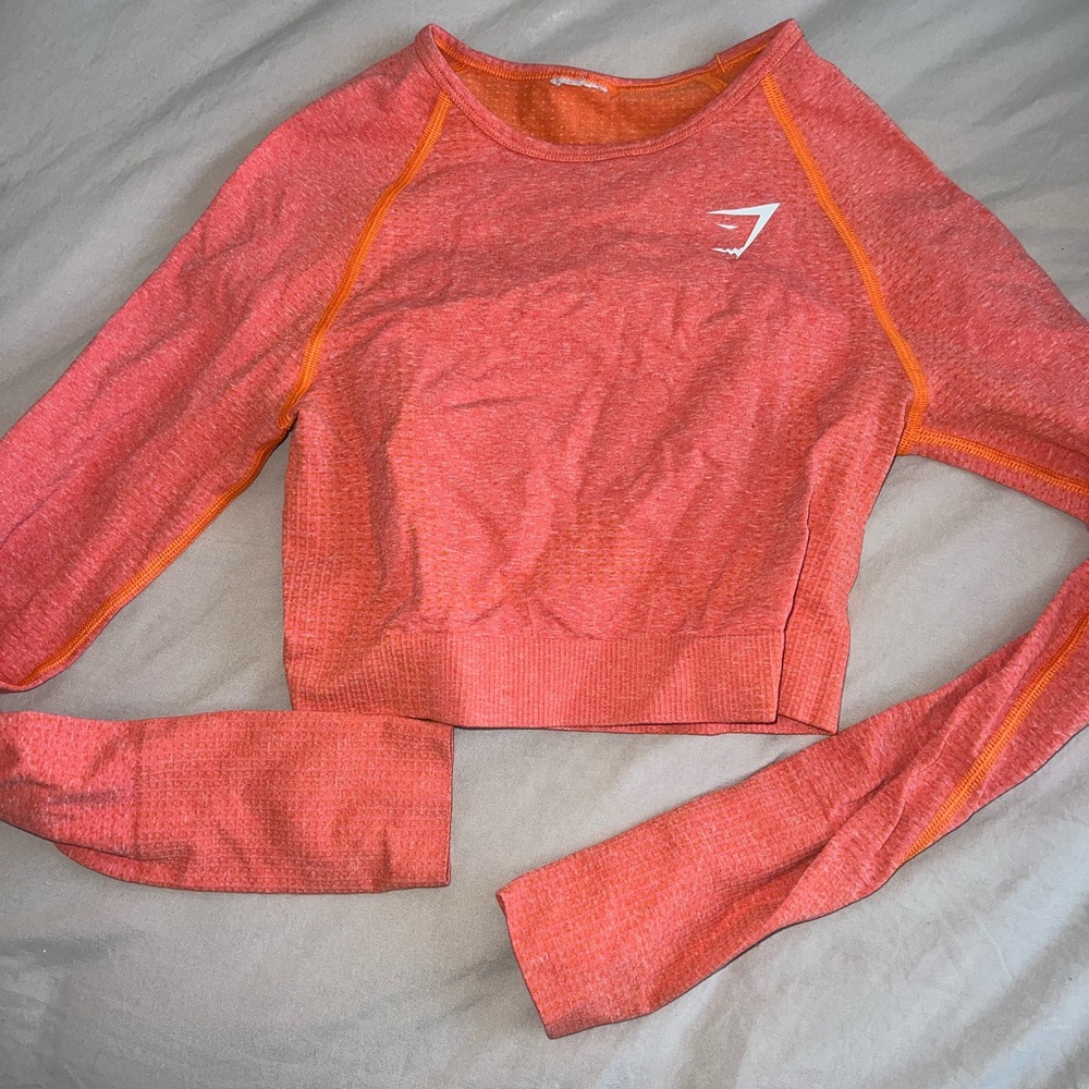 gym shark long sleeve cropped work out top